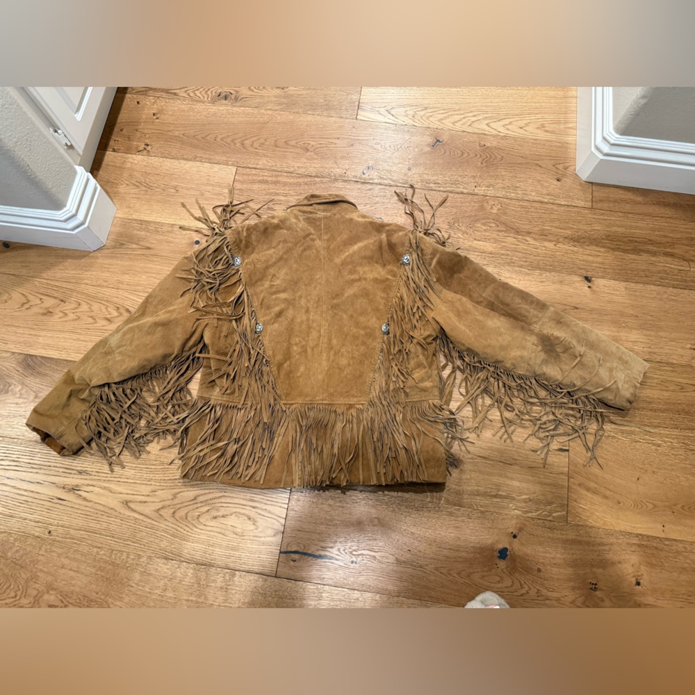 Tan Fringe Suede Jacket - Picture 6 of 11